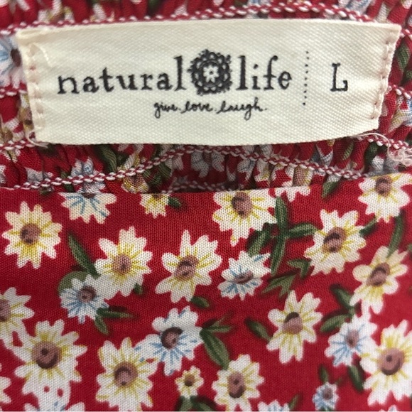 Natural Life Women’s Floral Mini Skirt Size Large Red/White Cottagecore Pull On - Picture 4 of 6